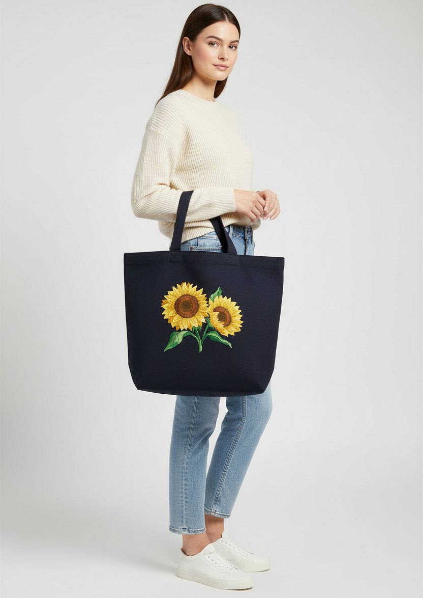 Sunflowers in Bloom Embroidered Patch DIY Iron-On or Sew-On Floral Applique for Jackets, Bags & Custom Fashion (6.19" x 5.86")