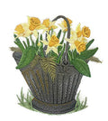 Spring Blooms with Vase [ Pretty Pale Daffodil ] / (5.13" x 4.87") [] embroidered iron-on patch