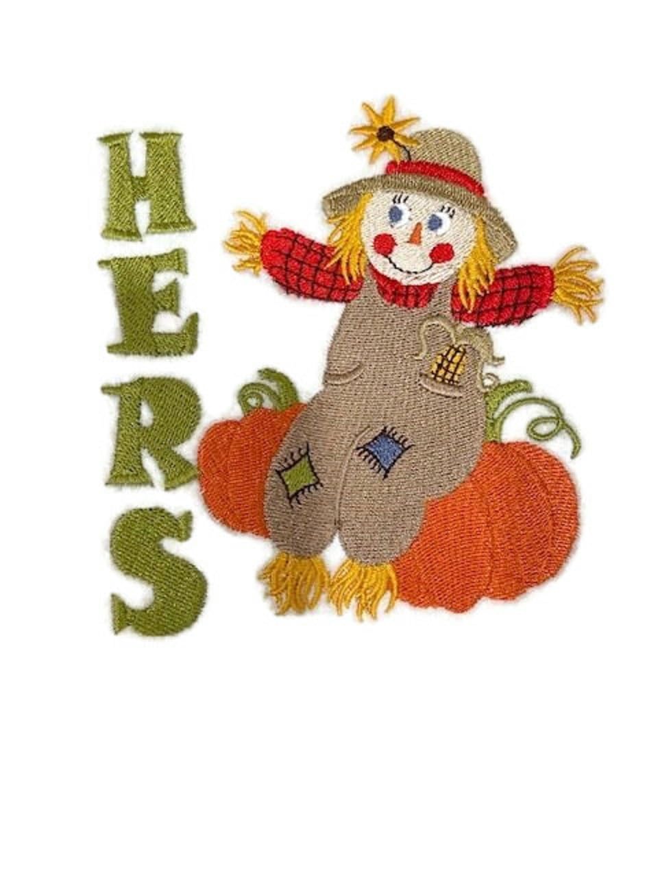 Custom and Unique Happy Halloween [ Autumn Scarecrow_ Her ] Embroidered Iron on/Sew Patch (4.87" x 4.87") [Made in USA]