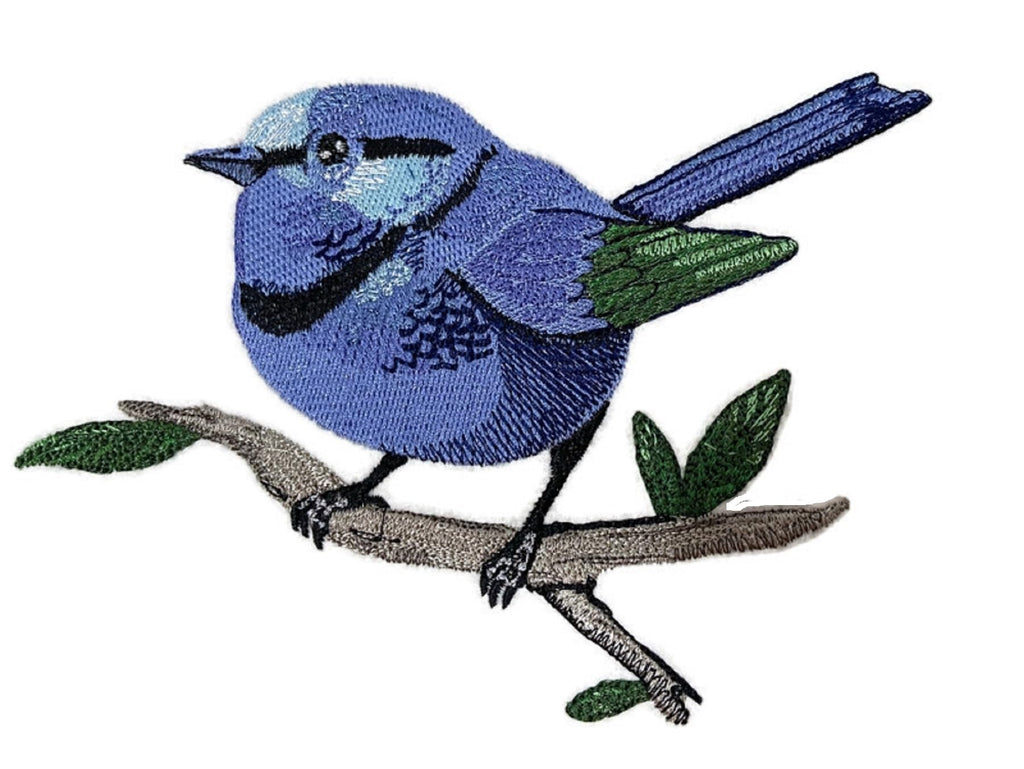 Beyond Vision Custom Wild & Blue Splendid Fairywren Embroidery Iron On/Sew Patch (6.85" x 4.8")
