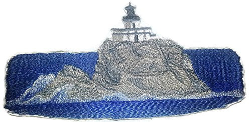 Parche bordado termoadhesivo "Capitán Veo la Luz", personalizado y único, para faro [Faro de Tillamook Rock] [24 x 12 cm] [Hecho en EE. UU.]