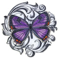 Colorado Hairstreak Butterfly with Baroque (5" x 5") embroidered iron-on patch