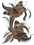Common Buckeye Butterflies with Baroque (5.87" x 8.28") embroidered iron-on patch