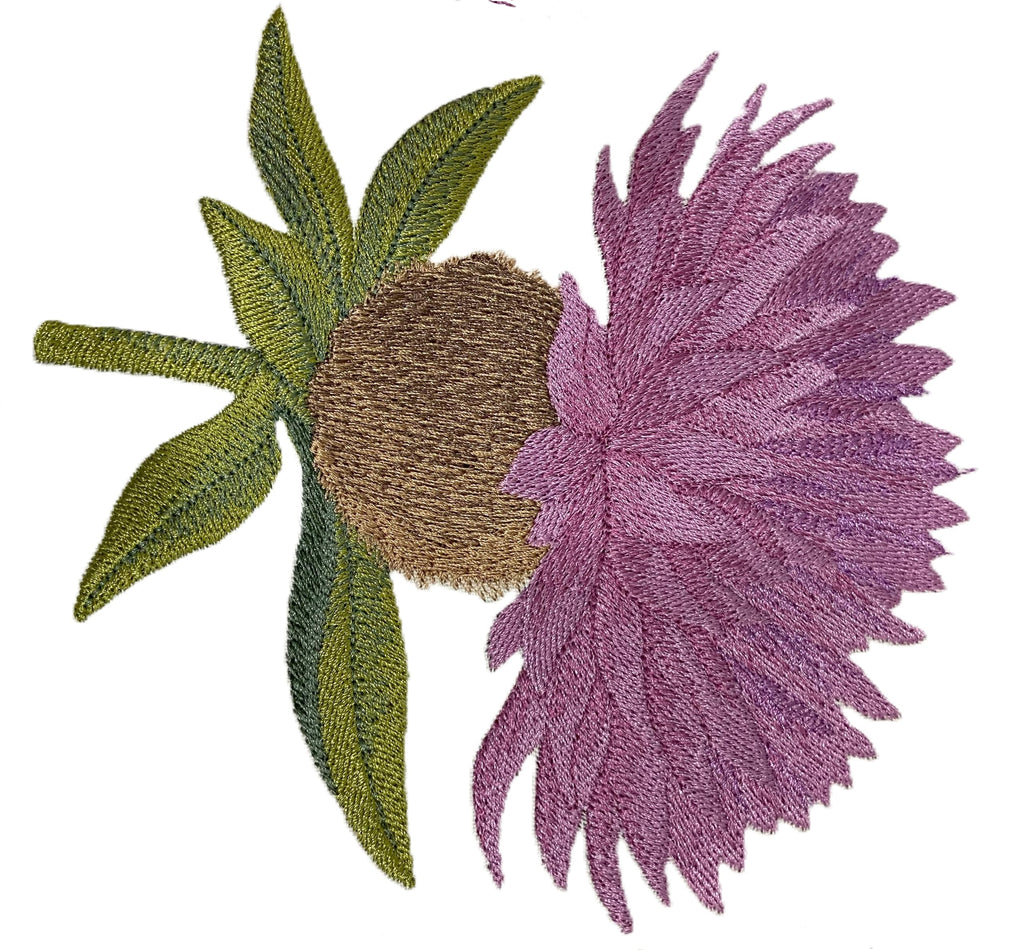Iris Flower Common Knapweed Embroidered Iron on/Sew Patch (5.78" x 5.86")