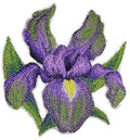 Watercolor Iris Bloom (5.2" x 4.81") embroidered iron-on patch