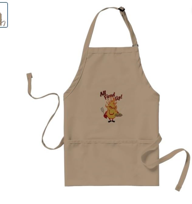Diseño de delantal para barbacoa "Vayamos al interior" [Entusiasmaos] Parche bordado para planchar o coser de 5,5" x 8". Hecho en EE. UU.