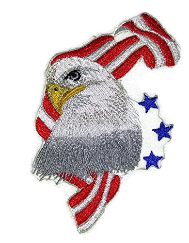 God Bless America Custom and Unique Patriotic Patches [Eagle with Flag ] Embroidered Iron on/Sew Patch (4.5" x 3.5")] [Made in USA]