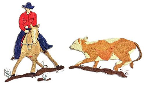 Parche bordado para planchar o coser, personalizado y único, de caballo de corte [Caballo de corte] [Personalizado y único] [8,5" x 8,5*"] [Hecho en EE. UU.]