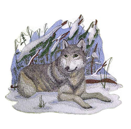 BeyondVision Nature Weaved in Threads, Amazing Animal Kingdom [Winter Wolf ] [Custom and Unique] Embroidered Iron on/Sew Patch (7" x 8") [Made in USA]