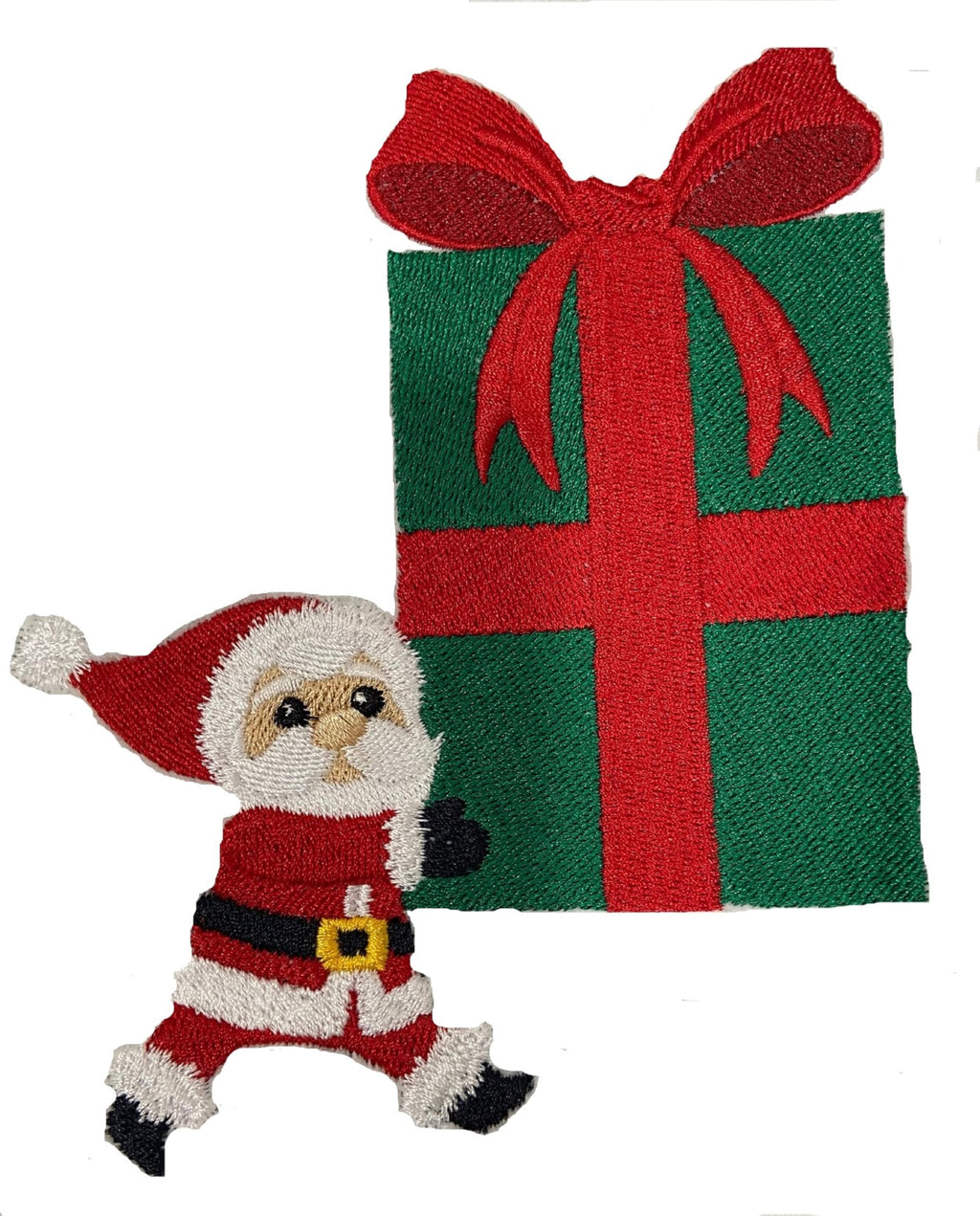 Beyond Vision Merry Christmas [Christmas Gift with Santa ] Embroidered Iron on/Sew Patch (4.85" x 6.28")