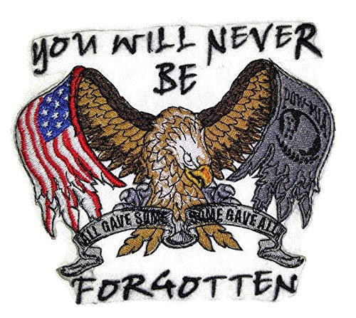 God Bless America Custom and Unique Patriotic Patches [You Will Never Be Forgotten ] Embroidered Iron on/Sew Patch (6" x 5")] [Made in USA]