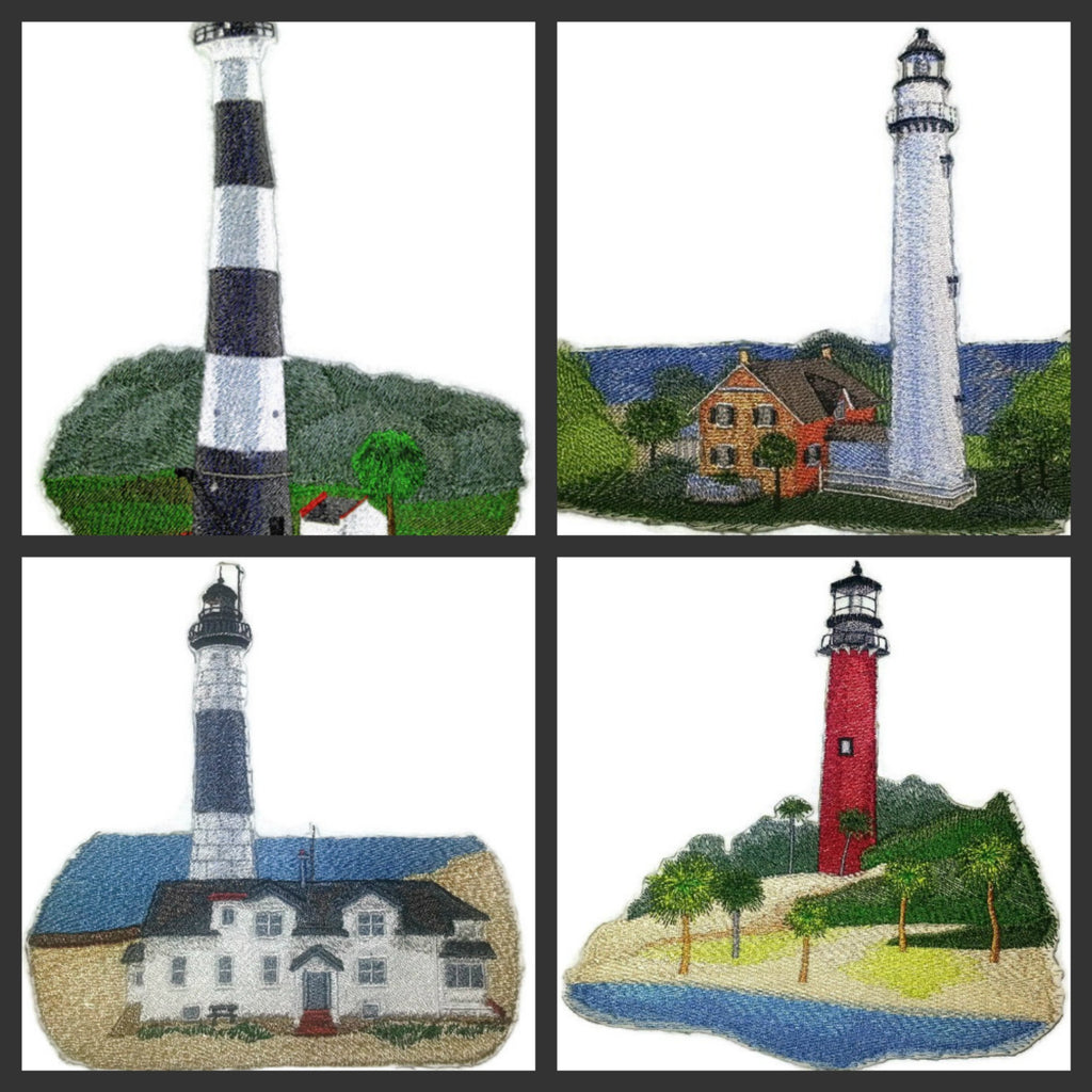 Parche bordado termoadhesivo "Capitán Veo la Luz", personalizado y único, para faro [Faro de Big Sable Point] [15,8 cm x 14,7 cm] [Hecho en EE. UU.]