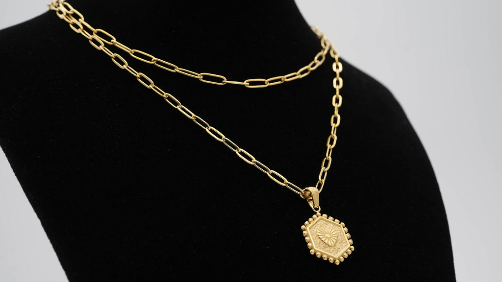BeyondVision 18K Gold plated double layer double sided alphabet pendant necklace and choker necklace set