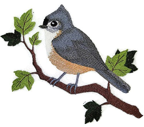 Amazing Single Tufted Titmouse Bird Custom Embroidery Iron on/Sew Patch ((5.85" x 5.34")) by BeyondVision