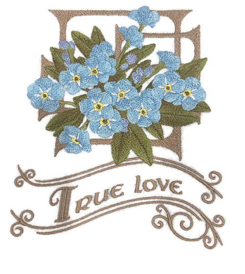 (Victorian Forget-Me-Nots - True Love) Blooms Flower Embroidered Patch (5.85" x 6.93") | Iron-On or Sew-On | Floral Applique for Biker vest, Gear bag & DIY Fashion