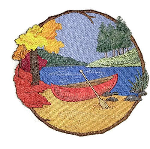Stroll Through The Walk in Woods Beauty [Canoe on The River] [Custom and Unique] Embroidered Iron on/Sew Patch (8.5" x 7.5") [Made in USA]
