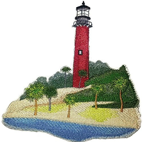Parche bordado termoadhesivo "Capitán Veo la Luz", personalizado y único, para faro [Faro de Jupiter Inlet] [15,9 x 15 cm] [Hecho en EE. UU.]
