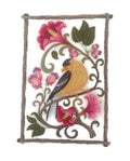 Goldfinch In Flowers (7.8" x 5.48") embroidered iron-on patch