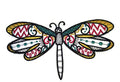 Dragonfly Dream (Blackwork) (7.1" x 3.82") embroidered iron-on patch