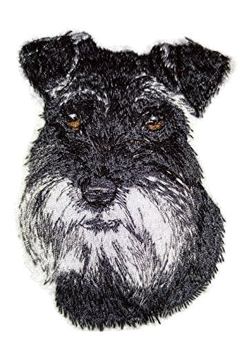 Amazing Dog Faces [ Schnauzer Dog Face] Embroidery Iron On/Sew Patch (2.94" x 4")[Made in USA]