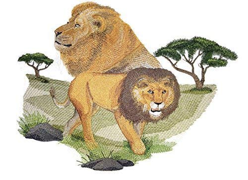 Naturaleza entretejida en hilos, asombroso reino animal [Spirit of The Lion] [Personalizado y único] Parche bordado para planchar o coser [11" x 8.52"] [Hecho en EE. UU.]