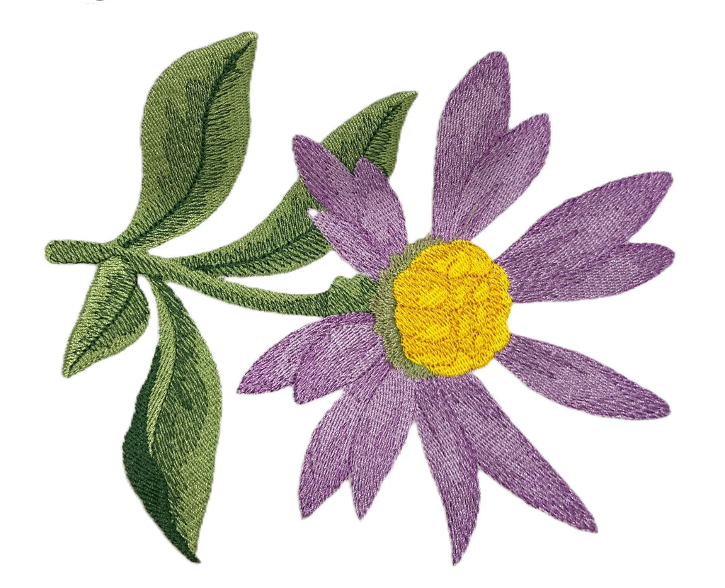 Iris Flower Sea Aster Embroidered Iron on/Sew Patch (5.94" x 5.86")