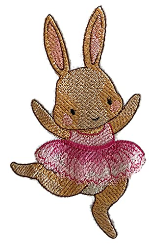 Naturaleza entretejida en hilos, increíble reino de los pajaritos [Conejita bailarina girando] [Personalizado y único] Parche bordado para planchar o coser [8,6 cm (ancho) x 14,2 cm (alto)] [Hecho en EE. UU.]…