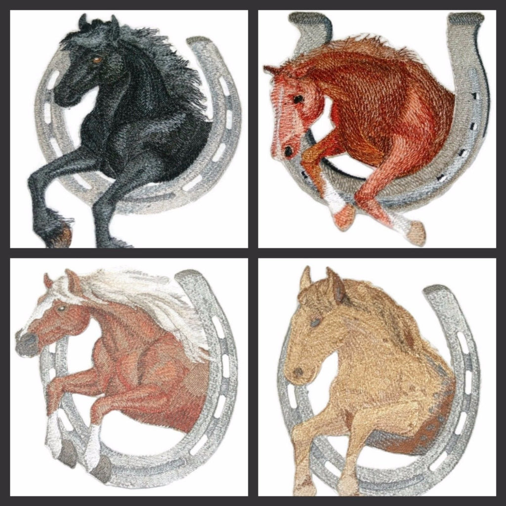 [Custom] Lucky Charm Horse with Horse Shoe [Haflinger Horse with Horseshoe] Embroidery Iron On/Sew Patch (7" x 5")[Made in USA]