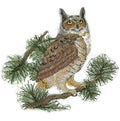 Great Horned Owl Majestic Wildlife Applique (5.46" x 5") embroidered iron-on patch