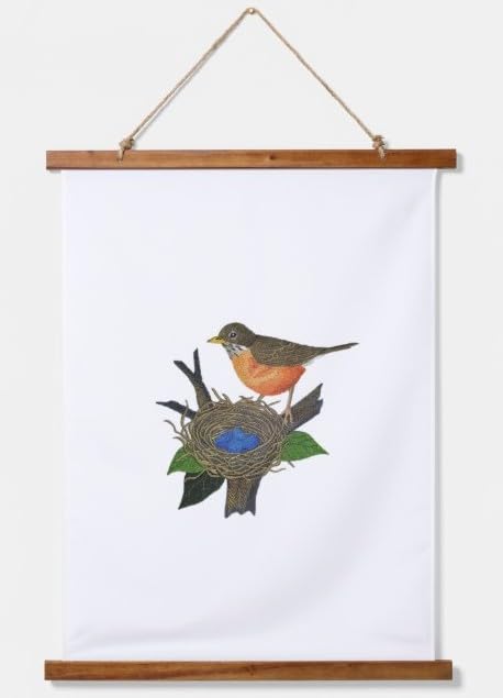 Nature Weaved in Threads, Amazing Birds Kingdom [Robin and Nest [Custom and Unique] Embroidered Iron on/Sew Patch (7.41" x 6.9") [Made in USA]