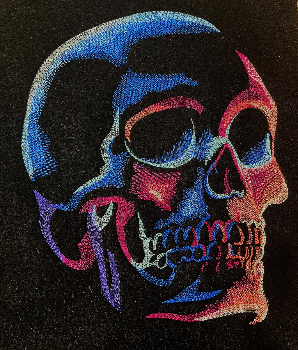 Custom Dark and Eerie Skull Embroidery Iron On/Sew Patch (6.85" x 7.79")