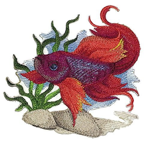 Ocean Calling Custom and Unique [ Betta Water Color Fish ] Embroidered Iron On/Sew Patch (6" x 5") Made in USA]