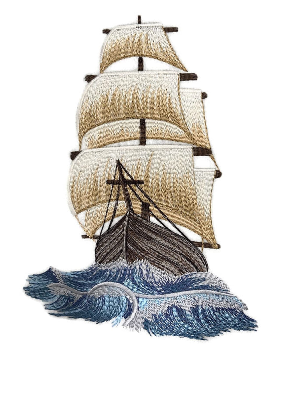 Ocean Calling On The High Seas Clipper Ship Embroidered Iron On/Sew Patch (6.9" x 9.21")