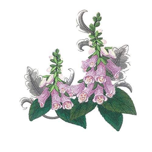 Custom and Unique Garden's Best Delight Flower [ Foxgloves with Flourish ] Embroidered Iron on/Sew Patch (7.15" x 7.79") [Made in USA]