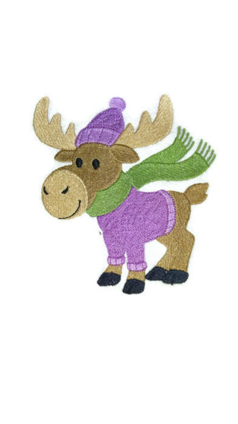 Nature Weaved in Threads, Amazing Baby Animal Kingdom [ Patchwork Pals - Moose] [Custom and Unique] Embroidered Iron on/Sew Patch (4" x 5.58") [Made in USA]