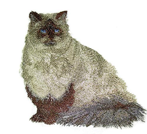 Impresionantes retratos de gatos personalizados [Gato del Himalaya] Parche bordado para planchar o coser [11,4 cm x 10 cm] Hecho en EE. UU.