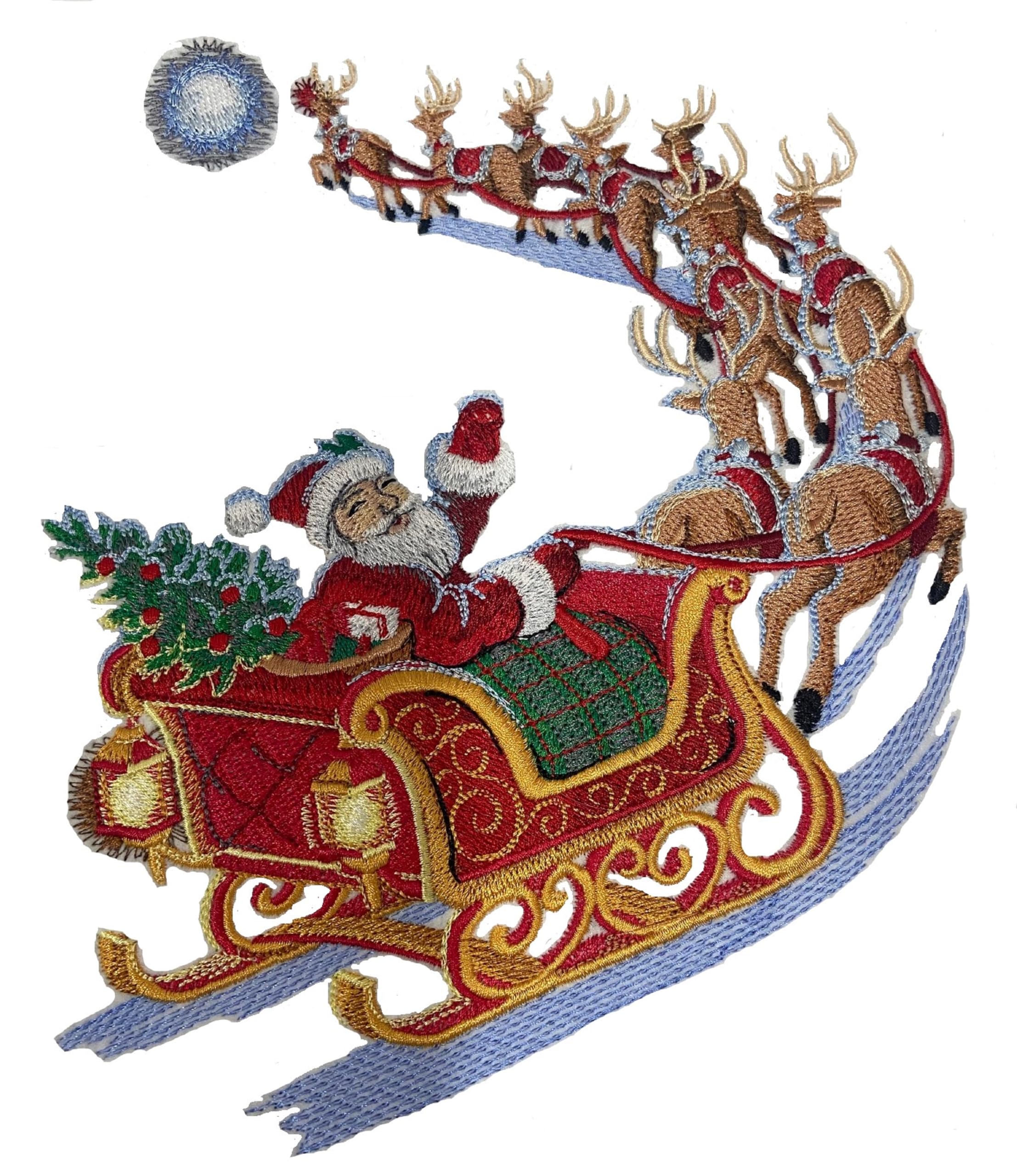 Beyond Vision Merry Christmas [Santa's Starlit Flight ] Embroidered Iron on/Sew Patch (6.89" x 8.4")