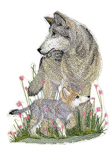 Nature weaved in threads, Amazing Animal Kingdom [Spring Wolf ] [Custom and Unique] Embroidered Iron on/Sew patch (7" x 5.5") [Made in USA]