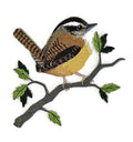 Single Carolina Wren Bird (5.9" x 5.4") embroidered iron-on patch