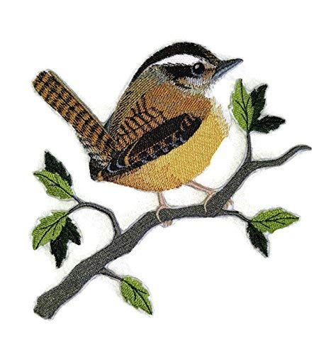 Nature Weaved in Threads, Amazing Birds Kingdom [Single Carolina Wren Bird ] [Custom and Unique] Embroidered Iron on/Sew Patch (5.9" x 5.4") [Made in USA]