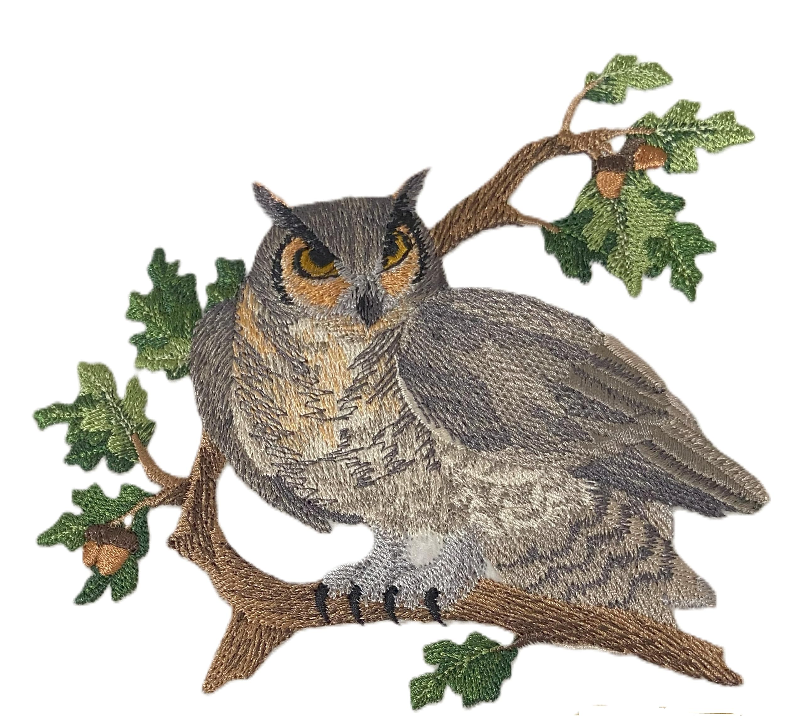 Parche bordado termoadhesivo "Increíble Reino de las Aves" [Búho] [Personalizado y único] [5,6" x 5"]