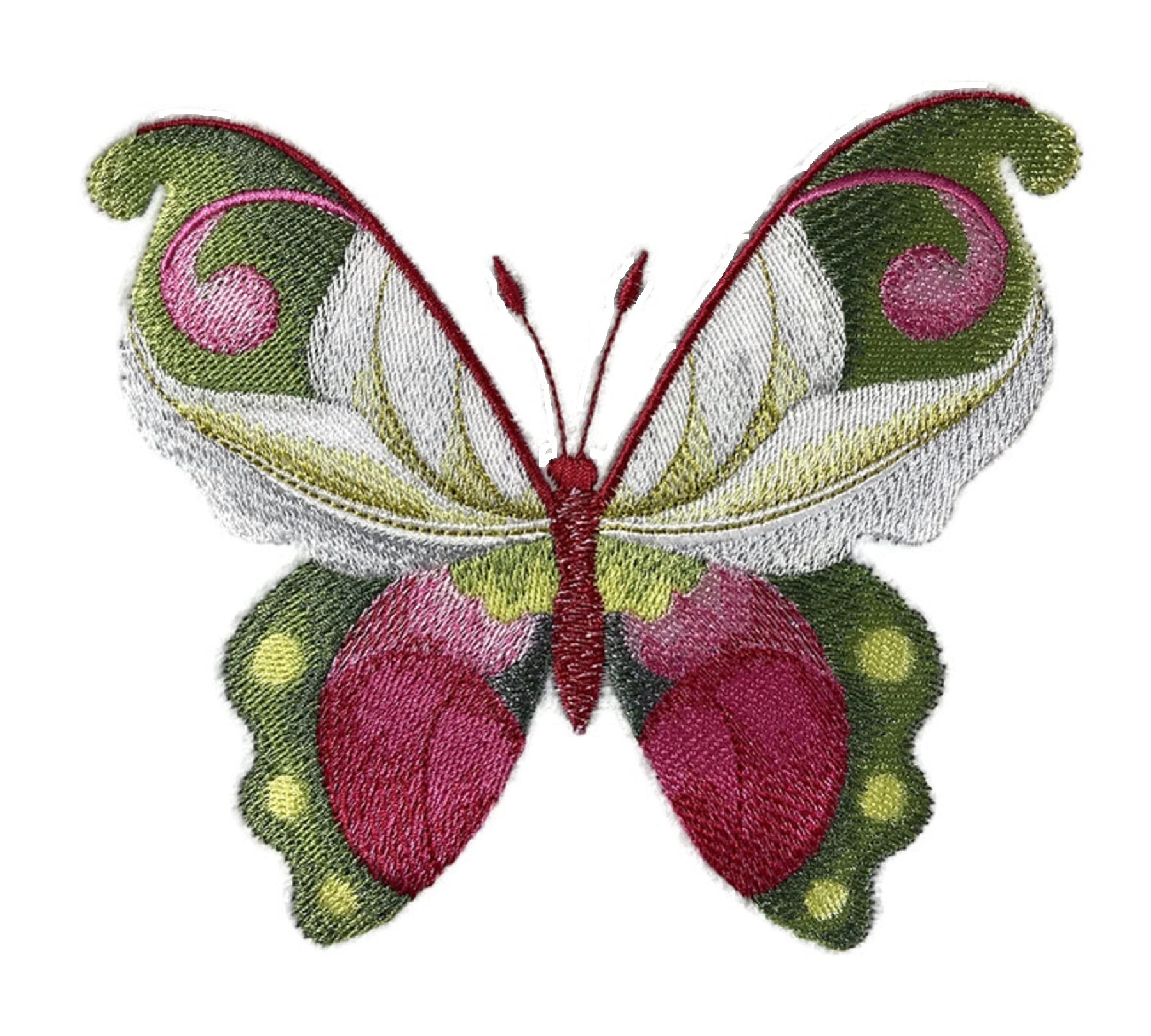Parche bordado para planchar o coser con flores y mariposas en acuarela, personalizado y único [Mariposa zapatilla de dama en acuarela] [5,84" x 4,89"] [Hecho en EE. UU.]