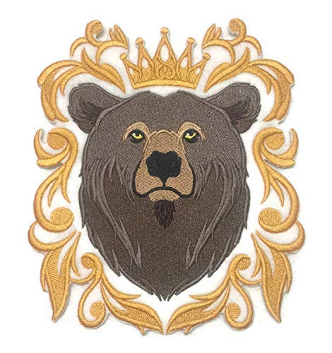 Naturaleza entretejida en hilos, asombroso reino animal [Oso barroco] [Personalizado y único] Parche bordado para planchar o coser [6,72" x 7,81"] [Hecho en EE. UU.]