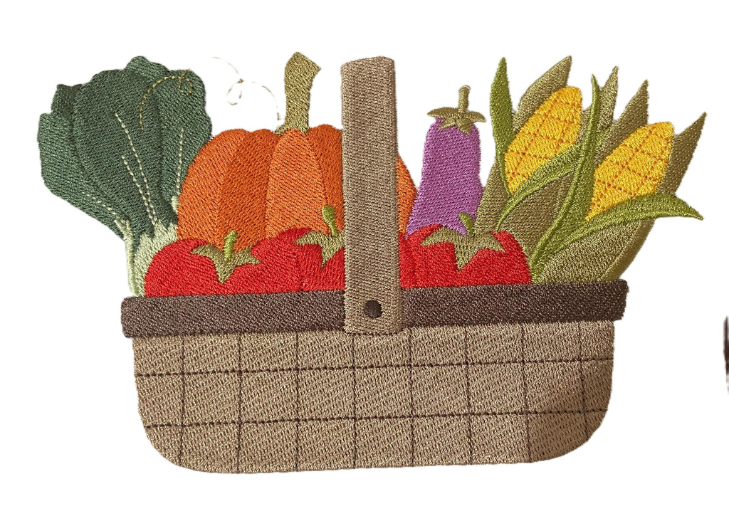 Custom and Unique Autumn [ Autumn Bounty Basket ] Embroidered Iron on/Sew Patch (6.8" x 4.3")