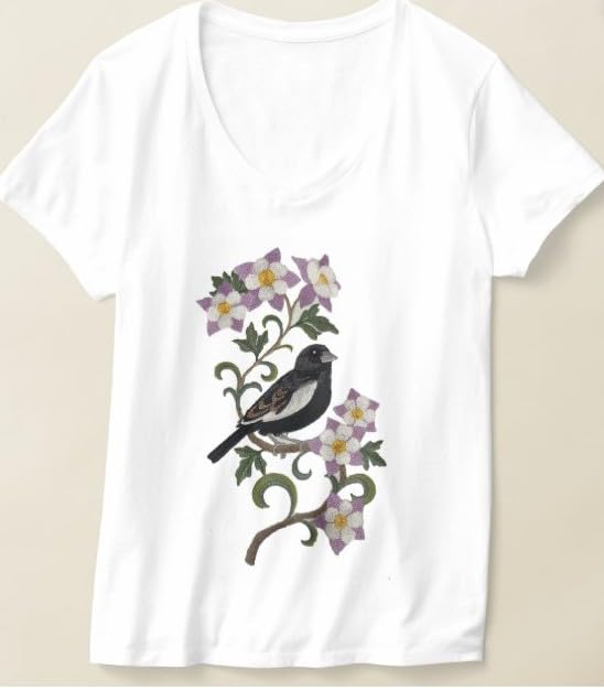 Custom Colorado Lark Bunting and Columbine Medley Bird Embroidery Iron On/Sew Patch - Beyond Vision (6.85" x 11.78")