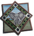 BeyondVision Nature Weaved in Threads, Animal Kingdom [African Elephant Track Portrait] [] / (7.5" x 7.5") [] embroidered iron-on patch