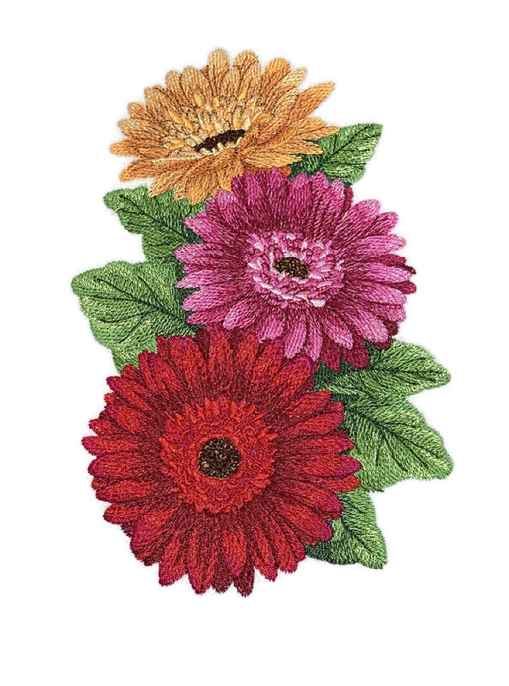 Bloom Gerbera Daisy Audubon Flower Embroidered Iron on/Sew Patch (5.2" x 7.8")