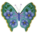 Watercolor Forget Me Not Butterfly (5.98" x 4.85") embroidered iron-on patch