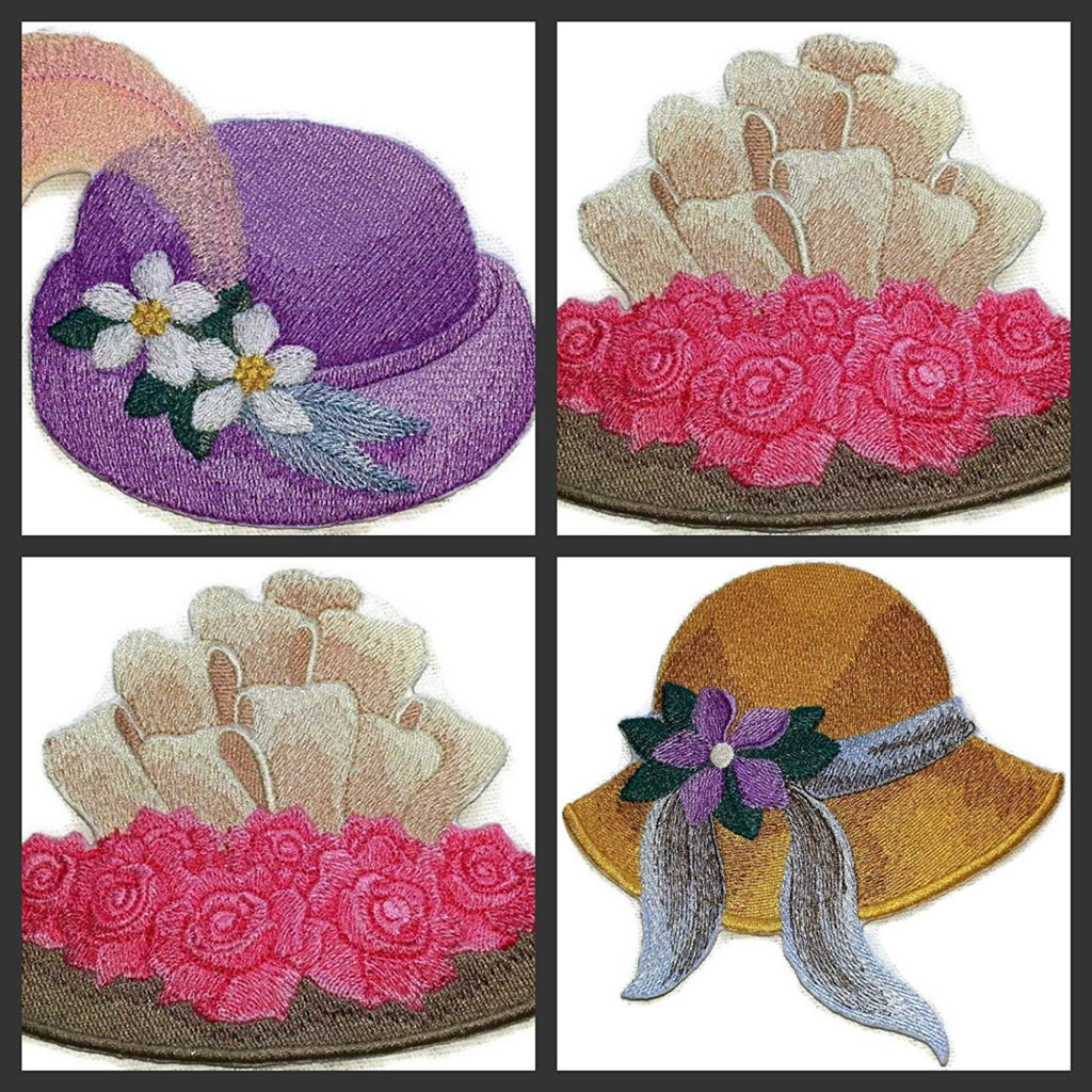 Custom and Unique Victorian Hats [Victorian Hat ] Embroidered Iron on/Sew Patch (5.15" x 5.6") [Made in USA]