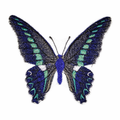 Blue Triangle Butterfly – Vibrant Winged Applique, 3.5" x 3.8", embroidered iron-on patch
